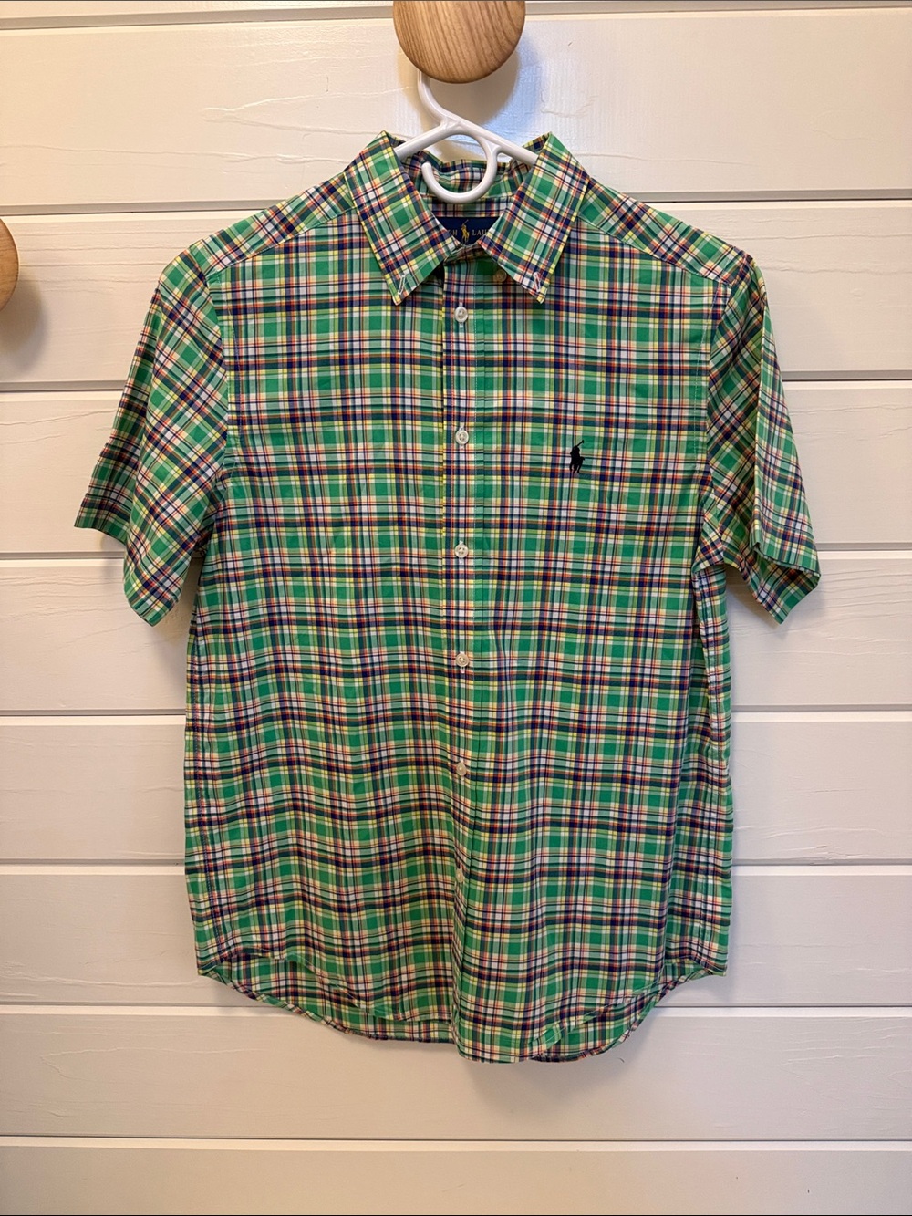 Polo by Ralph Lauren Green Multi-Check Short Sleeve Button-Down Shirt